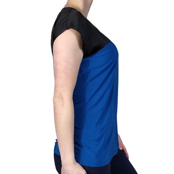 The Limited Blue And Black Color Block Short Sleeve Top - Picture 3 of 6